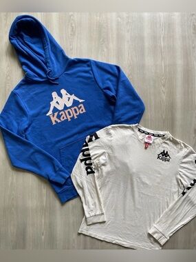 Lot Of 2 Kappa Pullover Logo Hoodie And Sweatshirt Mens Small